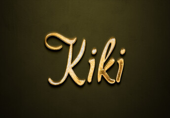 Old gold text effect of Indonesian name Kiki with 3D glossy style Mockup.