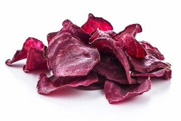 Fototapeta premium Dried beetroot chips on white background