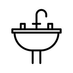 Bathroom sink linear logo mark in black and white