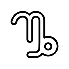 Capricorn zodiac sign linear logo mark in black and white