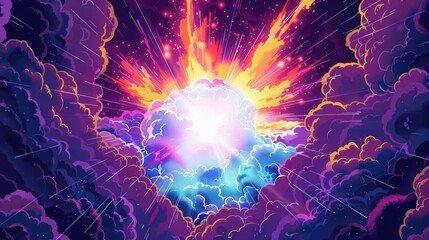 Pop art comic background with abstract lightning illustration. Intense colors and lively lines create a wow effect, perfectly matching modern graphic designs full of energy and creativity