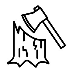 Deforestation linear logo mark in black and white