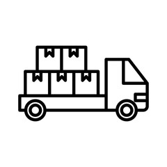delivery truck linear logo mark in black and white