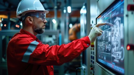 The engineer at touchscreen panel