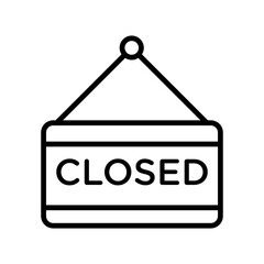 Closed Sign linear logo mark in black and white