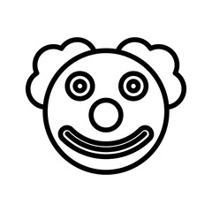 Clown head linear logo mark in black and white