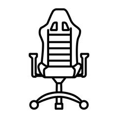 Gaming armchair linear logo mark in black and white