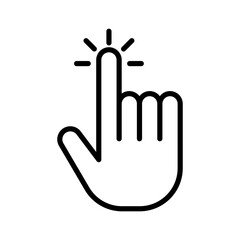 Obraz premium Hand clicking linear logo mark in black and white