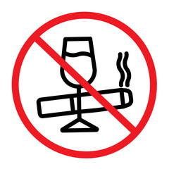 No alcohol and cigarettes linear logo mark in black and white