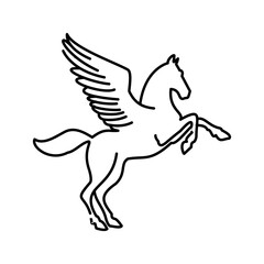 Pegasus linear logo mark in black and white