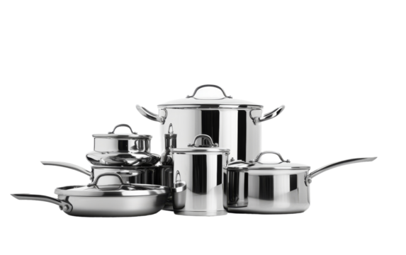 Chef's assortment of professional pots and pans