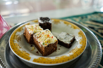 Indonesian food Chocolate Brownies Cake on a plate