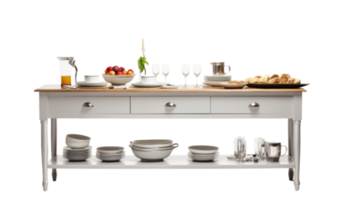 Contemporary buffet table isolated on transparent background