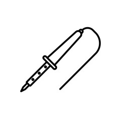 Soldering iron linear logo mark in black and white