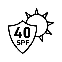 Sun protection factor 40 linear logo mark in black and white