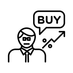 Stock buy linear logo mark in black and white