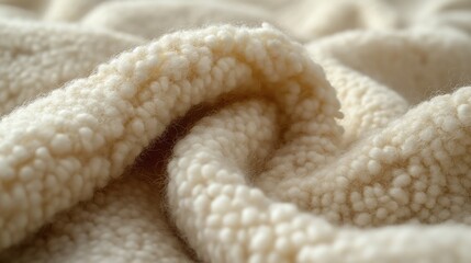 White wool Soft Carpet Texture Surface in Closeup shot. Abstract pattern on thick thread knitted fabric.