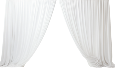 Elegant sheer curtain panel on white background