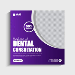 Dentist and dental care social media Instagram post or web banner template