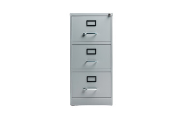 Metal file cabinet with locks isolated on transparent background