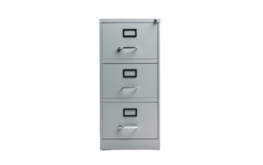 Metal file cabinet with locks isolated on transparent background