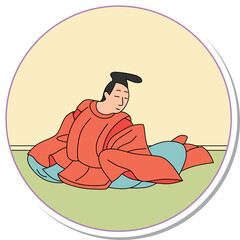 ステッカー風の円形百人一首　平兼盛