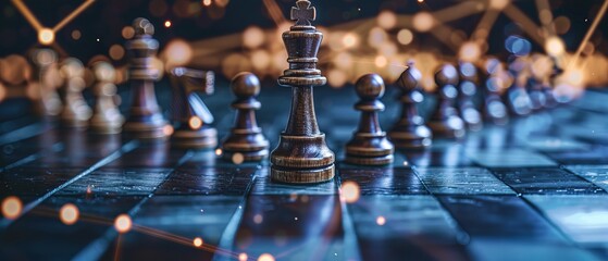 Global business structure of networking. Analysis and data exchange customer connection, Teamwork, Strategy, pawn king chess