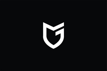 letter G shield abstract Minimal awesome trendy professional logo design template on black background