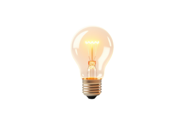 Glowing Light Bulb Isolated on Transparent Background