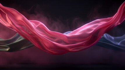 Fototapeta premium Flowing Pink Silk Abstract Wave on Dark Background