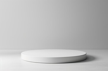 Empty podium or pedestal display on white background with cylinder stand concept. Blank product shelf standing backdrop. 3D rendering model