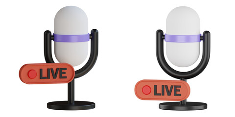 3d icon of live broadcast, radio 3d set, transparent background
