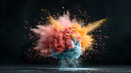 Explosive Colorful Powder Burst on Dark Background