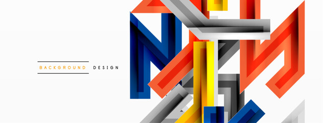 Line zig zag dynamic geometric abstract background. Colorful lines with shadow and light effects, various routes concept. Vector Illustration For Wallpaper, Banner, Background, Card