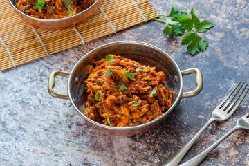 Orzo pasta bolognese with meatless quorn mince