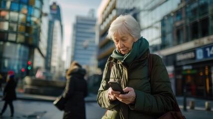 The senior woman with phone