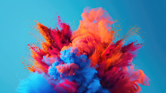 color explosion against a solid cobalt blue background