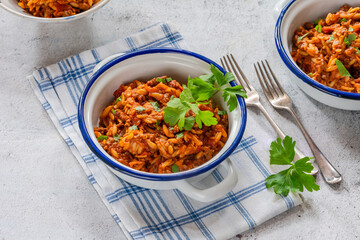 Orzo pasta bolognese with meatless quorn mince