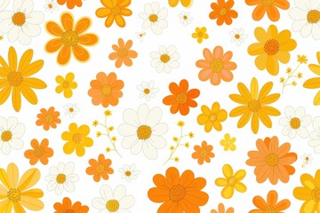 light background adorned with seamless orange and yellow watercolor floral pattern