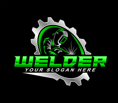 welding welder service logo emblem badge illustration vector design