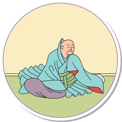 ステッカー風の円形百人一首　恵慶法師