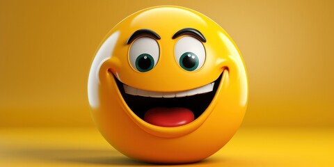 Fototapeta premium Happy Emoji: A 3D Rendered Smiley Face with Cheerful Expression