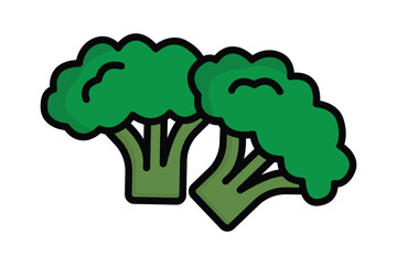 Broccoli icon. icon related to vegetables, healthy eating or vegetarian. colored outline icon style. nutrition elements vector illustration