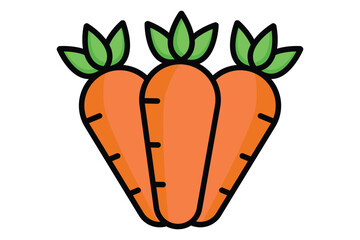 Carrot icon. icon related to vitamin A, healthy food, vegetable. colored outline style. nutrition elements vector illustration