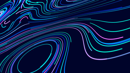 Modern texture of slim lines. The futuristic abstract structure or traffic lights. Digital effect of data collection background. 3D rendering.