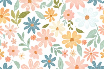 light background adorned with delicate watercolor floral pattern of orange and yellow flowers