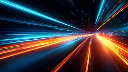 Abstract hi-tech background depicting high-speed movement, speed lines converging toward a central vanishing point. Generative ai 