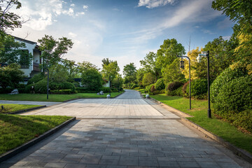 Tranquil Garden Pathway on a Sunny Day
