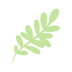 Cute hand drawn textured green leaf, foliage clip art element