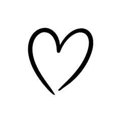 Black textured heart line art doodle, hand drawn illustration